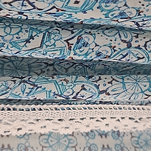 Black Rainn Sheer Oversized Blue White Kimono Swim Cover Lace Trim Size M/L - Picture 3 of 7